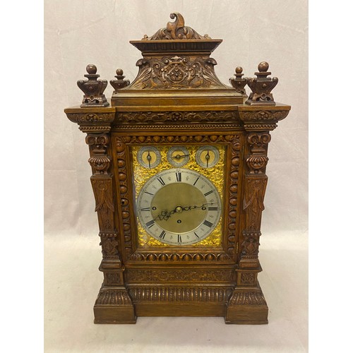 62 - A 19th Century bracket clock with gilded dial, silvered chapter ring, strike and silent, fast slow a... 