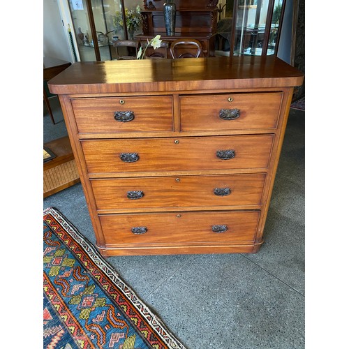 31 - A Victorian mahogany straight front chest fitted two narrow and three wide drawers - 43in. wide