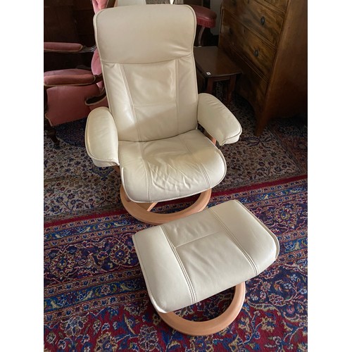 69 - An HSL Hamilton Swivel chair in  prime latte on ash base, complete with matching stool