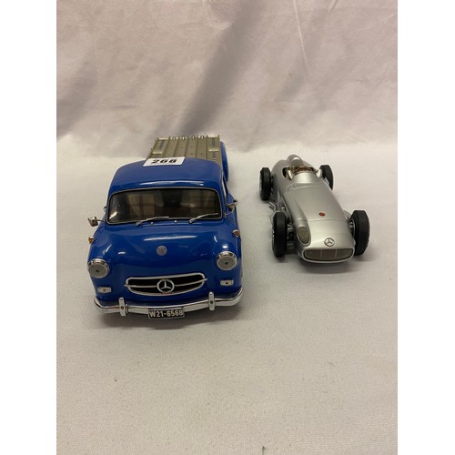 268 - A 1.18 CMC Germany model of a Mercedes Benz Renn Transporter 1954 together with a CMC Germany model ... 