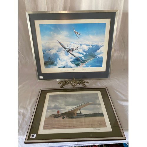 16 - A coloured print of Concorde E.B Trubshaw Concorde Test Pilot numbered 1 of 1, mounted, framed and g... 