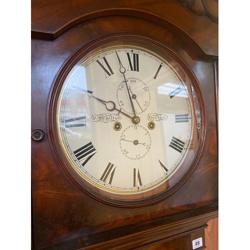 49 - A 19th Century longcase clock by Mcmillan of Aberdeen, circular white enamel dial, seconds dial and ... 