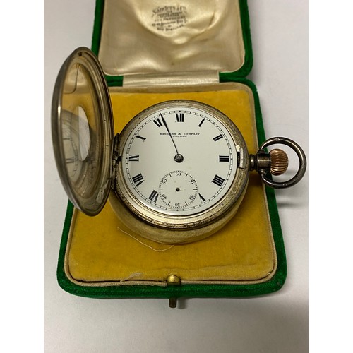 231 - A gentleman's pocket watch retailed by Sanders and Company London, white enamel dial, seconds dial, ... 