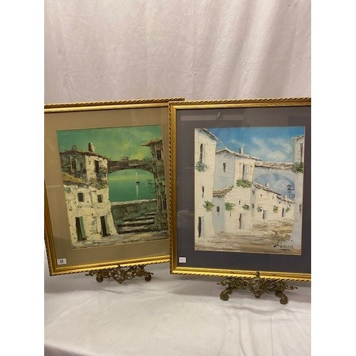 13 - Lonon.  Two signed oils - Continental buildings, mounted, framed and glazed - 17in. x 14in.