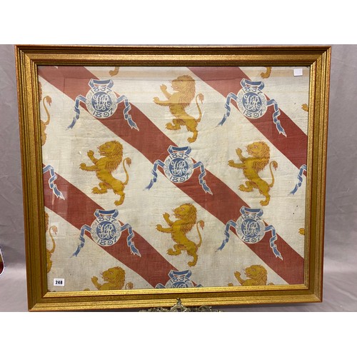 248 - A section of printed fabric to commemorate Queen Victoria's Diamond Jubilee, framed and glazed - 26i... 