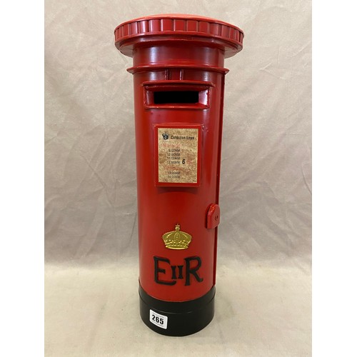 265 - A novelty money box in the form of a red letter box - 18in. high