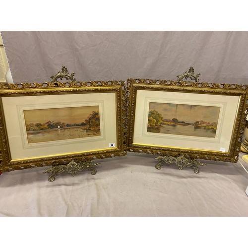 14 - A. Storie.  A pair of signed watercolours - Marlow and Hurley Lock, mounted, framed and glazed - 6 3... 