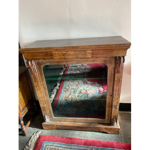 40 - A Victorian walnut veneered and satinwood inlaid pier cabinet fitted glass door, on panelled base - ... 