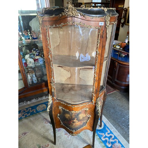 52 - A French style kingwood veneered Vitrine with shaped glass and Vernis Matin style panelled door and ... 