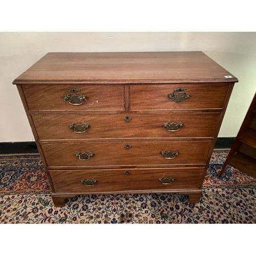 68 - A Georgian mahogany straight front chest fitted two narrow and three wide drawers, on bracket feet -... 