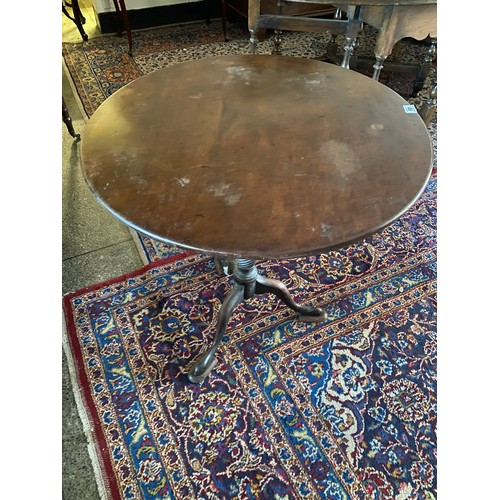 45 - A 19th Century mahogany occasional table with circular snap top, turned column, on three downswept l... 