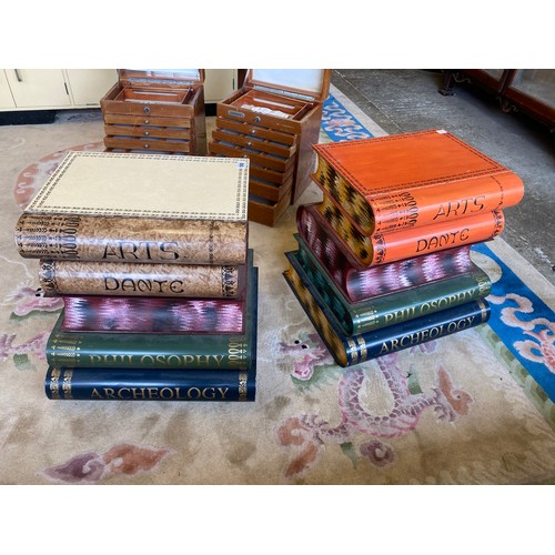 100 - Two large tin storage boxes each in the form of five books - 18in. wide