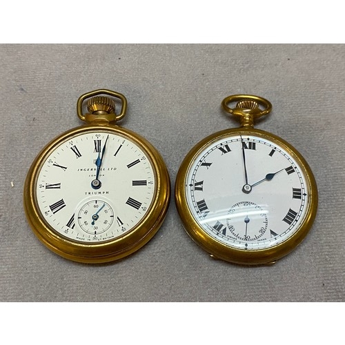 246 - A gentleman's Ingersoll Triumph pocket watch in a gold plated case and one other gentleman's pocket ... 