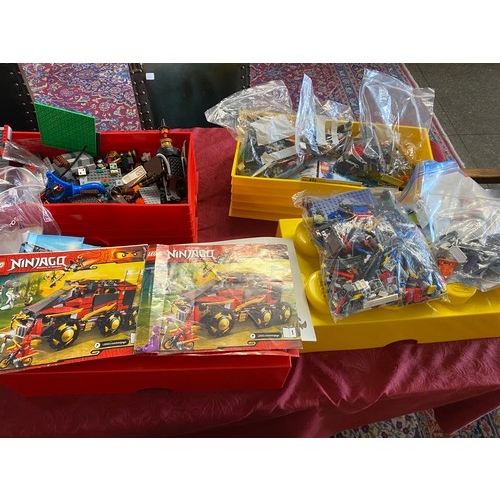 101 - Three large Lego blocks containing Lego sets, Lego magazines etc.. - 19 1/2in. wide