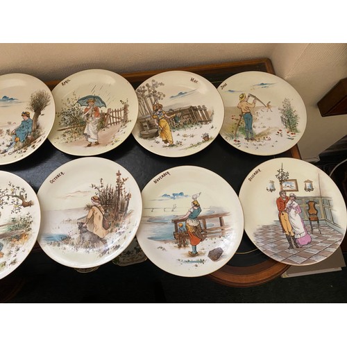 114 - Twelve porcelain plates decorated months of the year - 9in. dia.