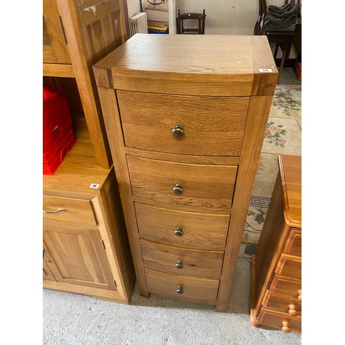 38 - A modern oak chest with bow front, fitted five drawers - 19 3/4in. wide