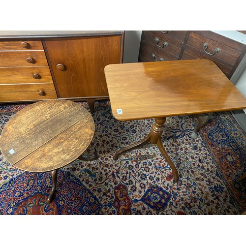 26 - A Georgian mahogany occasional table with rectangular snap top, baluster turned column, three downsw... 