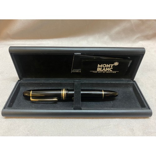 298 - A Montblanc Meisterstück 149 gold coated fountain pen with 14kt. two colour gold nib, in original bo... 