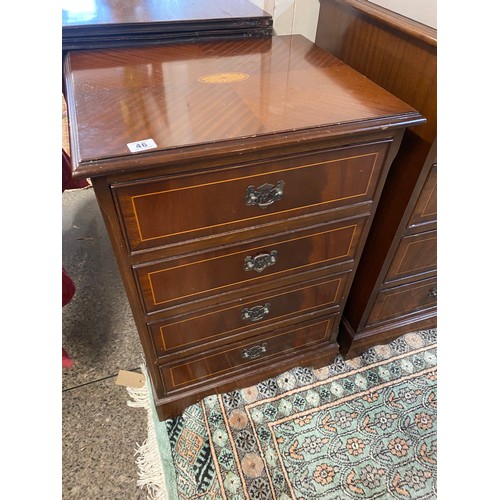 46 - A reproduction mahogany and satinwood line inlaid straight front chest with paterae to the top, fitt... 