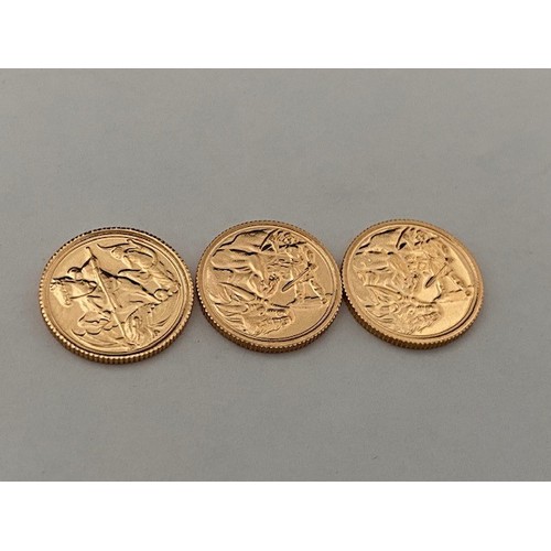 217 - Two gold quarter sovereigns for 2021 and one other for 2022