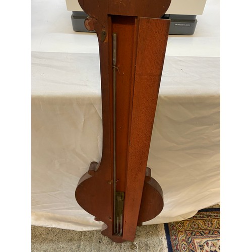 82 - A 19th Century barometer and thermometer on a mahogany mount