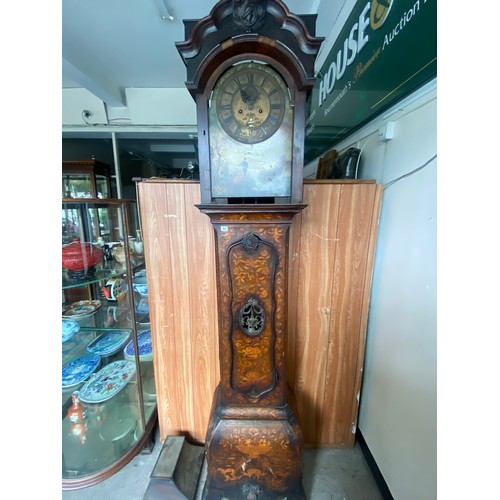 An antique longcase clock by Joannes Van Leeuwen of Amsterdam, painted