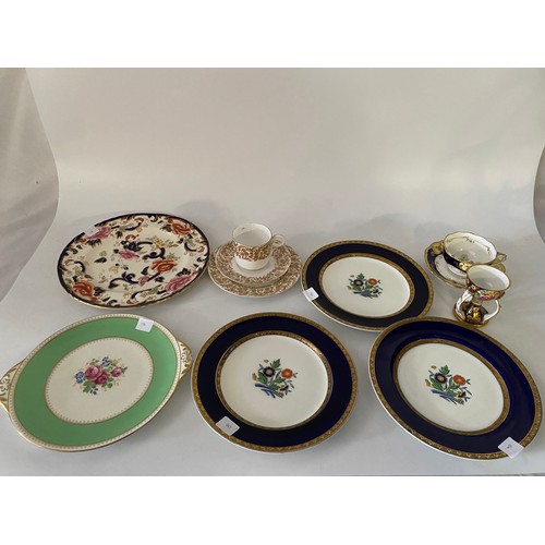 120 - A Crown Staffordshire egg cup, blue ground painted flowers and gilding - 3 1/4in. high, a 19th Centu... 