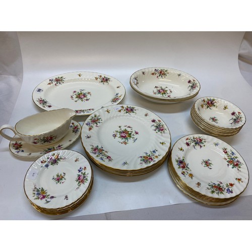 109 - A Minton Marlow pattern part dinner service comprising:- six dinner, six dessert and six tea plates,... 