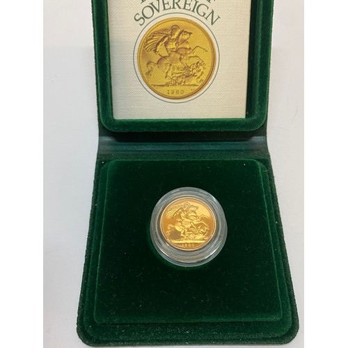 160 - A gold proof sovereign for 1980 with certificate, in box