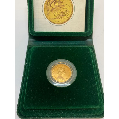 160 - A gold proof sovereign for 1980 with certificate, in box