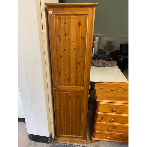 90 - A modern pine single door wardrobe - 18in. wide