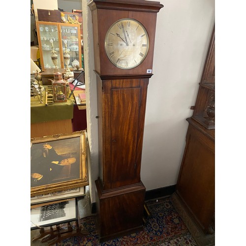 60 - A longcase clock by Messenger of London, circular silvered dial, seconds dial, in a mahogany case wi... 