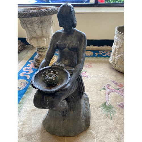 52 - A modern lead garden fountain in the form of an Art Nouveau lady