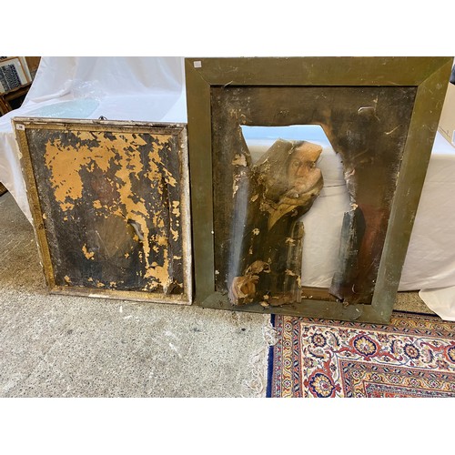 16 - A Georgian picture frame with gilded decoration - 33in. x 29in. and a 19th Century oil on canvas - S... 