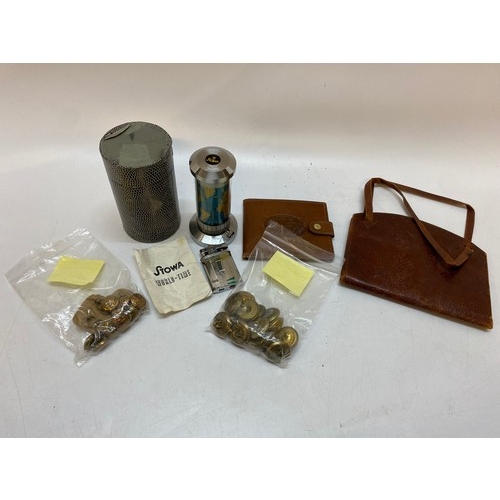 315 - A quantity of General Service buttons, military buttons, cigarette light, Stowa World Clock, leather... 