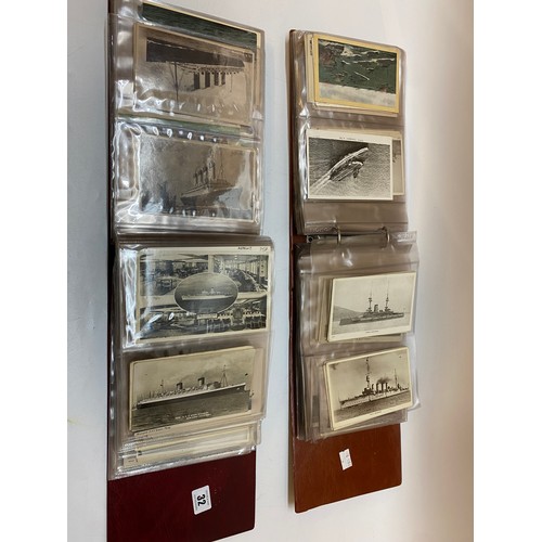 32 - Two postcard albums containing coloured and black and white postcards including cruise liners, Conco... 