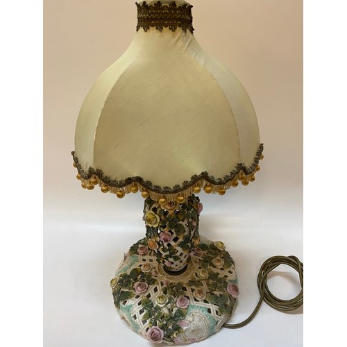 68 - A brass tablelamp base complete with shade, one other brass tablelamp with Corinthian column, on squ... 