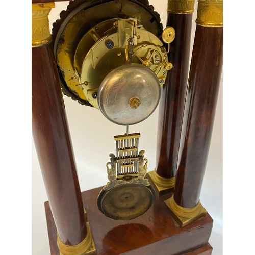 341 - A French mantel clock with gilt dial retailed by Raingo Freres A Paris, gilt floral dial and pendulu... 