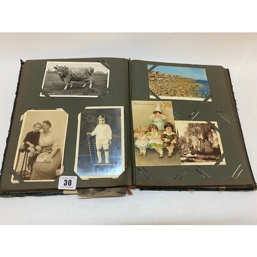 30 - An album of 73 early postcards with at front, photographic portraits and at end later postcards