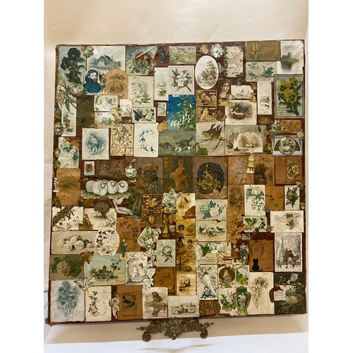 43 - A large decoupage picture made from coloured book plates and scraps unframed