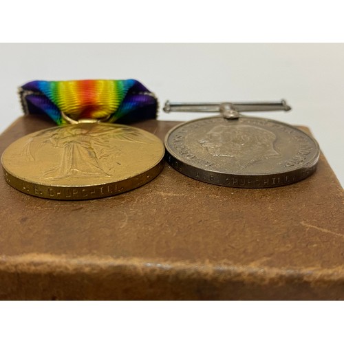 274 - A pair of First World War medals awarded to 5051S.D A.E Churchill D.H R.N.R, his aluminium identity ... 