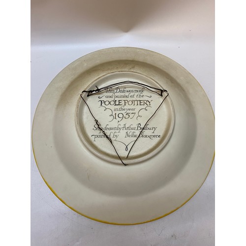 194 - A Poole Pottery dished plate 'Wessex Winter Foursomes 1958 Broadstone Golf Club' - 15 1/2in. dia.