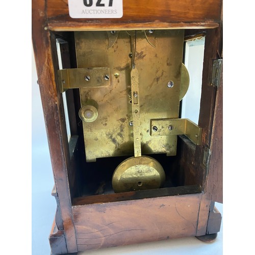 327 - A 19th Century table clock with square brass dial, fusee movement, in a satinwood case with glass to... 