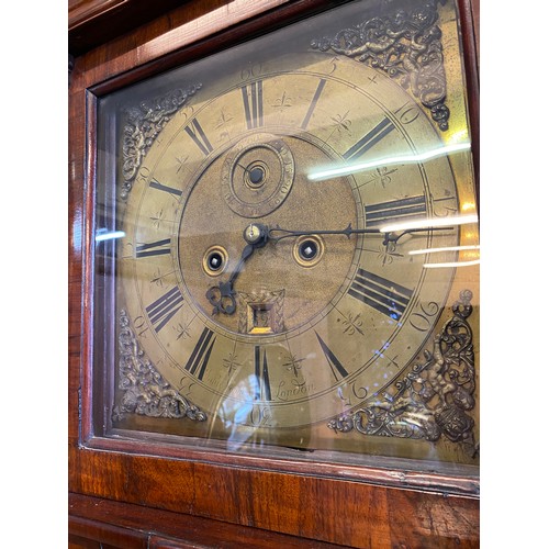 71 - An 18th Century longcase clock by John Stephens of London, brass dial, silvered chapter ring, second... 