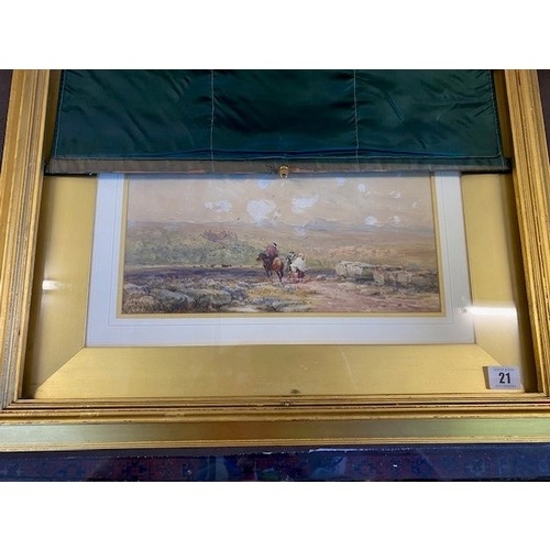 21 - David Cox.  A 19th Century signed watercolour entitled 'Asking The Way, gilt framed and glazed - 8in... 