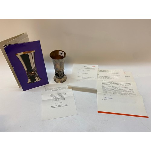 191 - An Arrum silver limited edition New Forest Goblet no.113 of 500 - 6 1/2in. high, complete with paper... 