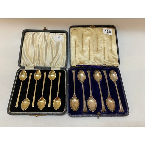 190 - A set of six silver gilt coffee spoons - Birmingham 1937, makers marks for William Suckling Ltd, a s... 