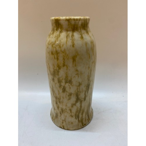 138 - A Ruskin bottle shaped vase, cream with mottled decoration - 9in. high