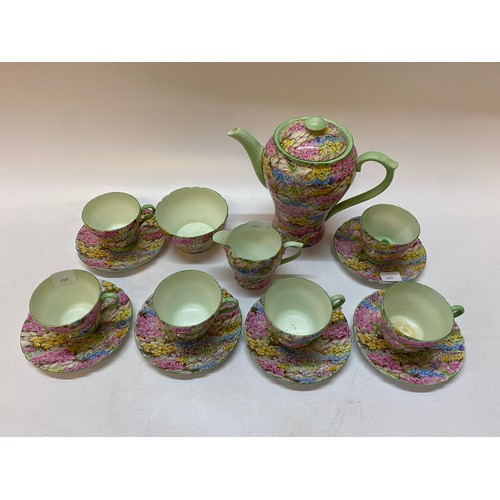 133 - A Shelley Rock Garden pattern part coffee service comprising:- coffee pot, six cups, six saucers, cr... 