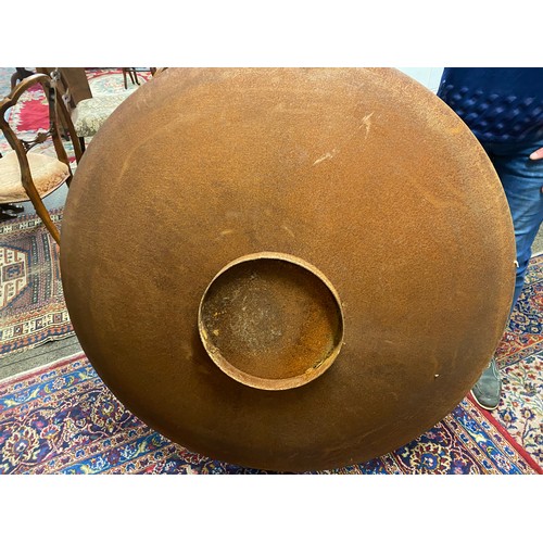 118 - A large steel fire pit on stand - 47in. dia. and 9in. high
